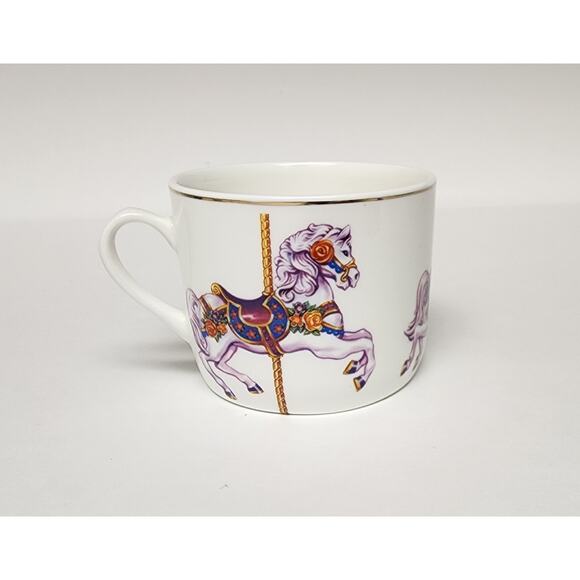 Teleflora Vintage Carousel Horse Porcelain Coffee Tea Cup & Saucer - Picture 4 of 6